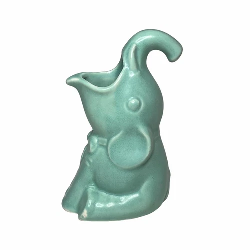 Vintage Red Wing #875 Ceramic Elephant Bud Vase Ash Receiver Teal Blue