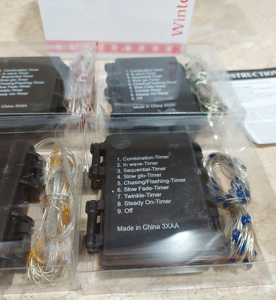 Winter Lane 4 Pack 4 Colors Fairy Lights 2M 6ft Battery Waterproof 72 Micro LED - Image 2 of 2