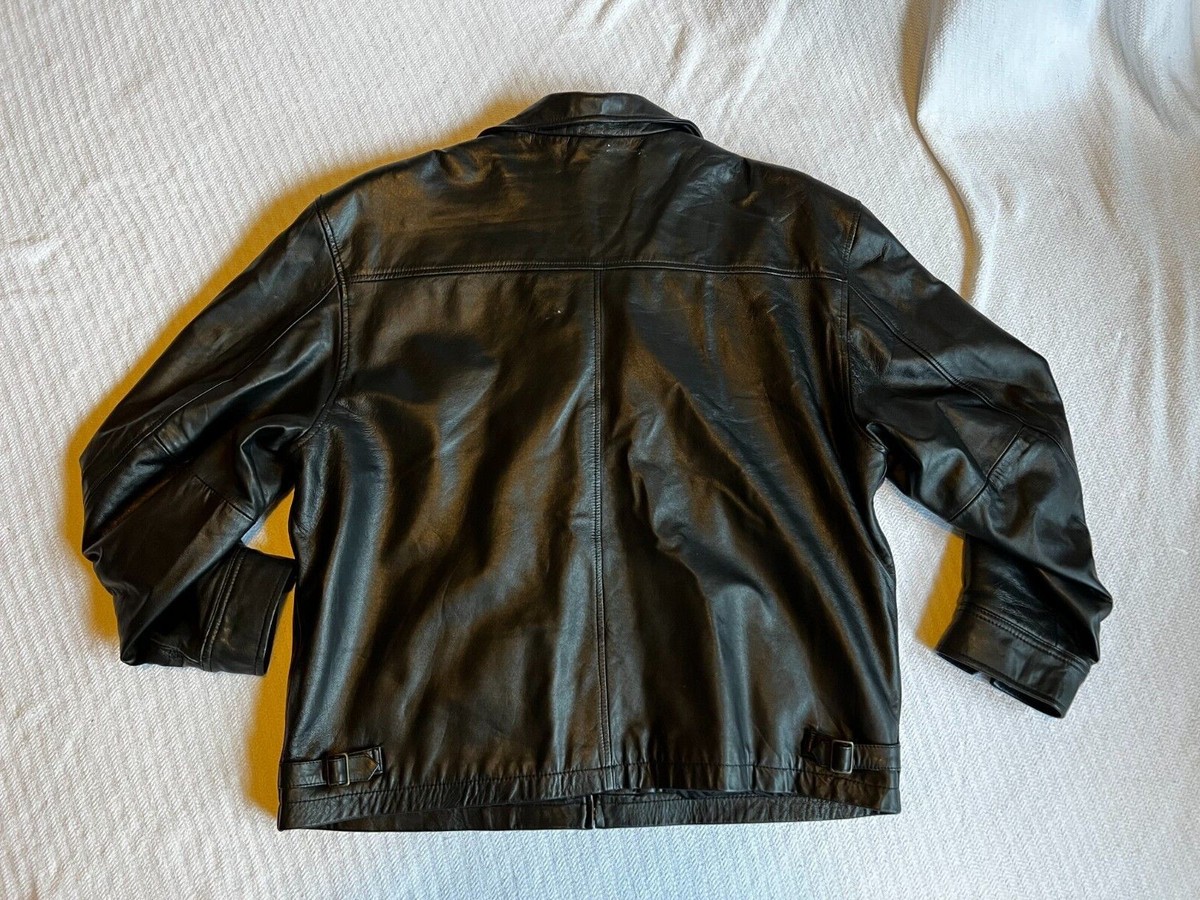 Dunne & Cole Genuine Leather Jacket Black Mens sz XL Full Zip | eBay