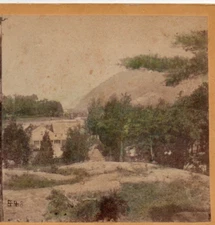 Home or Hotel on the Hudson River.  Tinted  Stereoview Photo