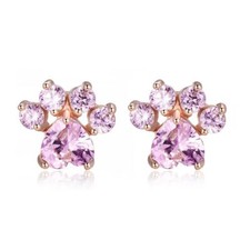 Joyería para niñas regalo garra de gato topacio rosa gemas enchapado en oro rosa aretes de gancho