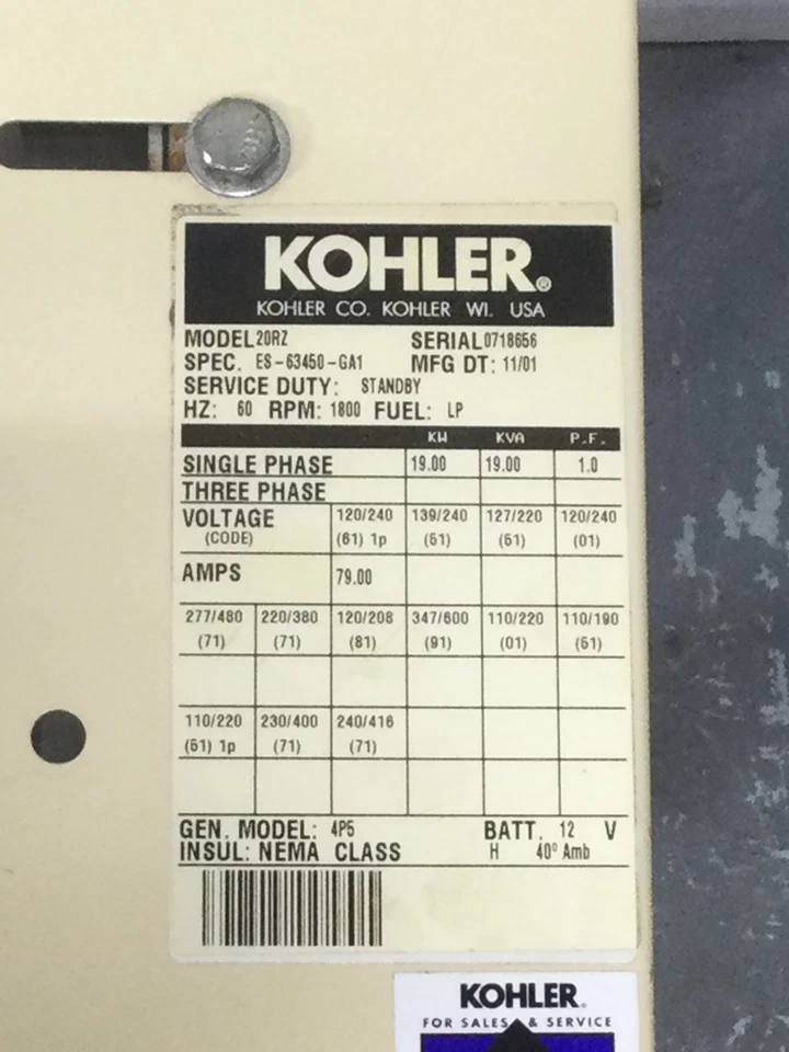 Kohler 20RZ Generator Cabinet - Complete 7 Piece Set Ford LRG-425I-6005-A - Image 2 of 4