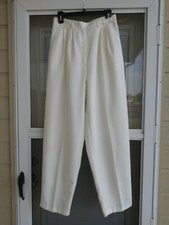 Vintage 80s Ladies Counterparts Off-white Pleated Slash Pockets Zip Slacks Sz 12