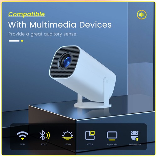 4K Mini Projector HY300 WiFi6 720P Bluetooth BT5.0 Cinema Portable Home Theaters - Picture 3 of 24