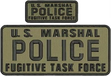 U S MARSHAL POLICE F TASK FORCE EMB PATCH 4.75X11 HOOK ON COYOTE/TAN/BLACK