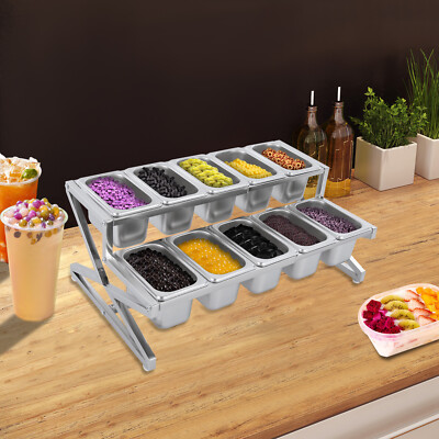 10*spice Box W/ Handle Organizer Shelf2-tier201 Stainless Steel Seasoning Rack