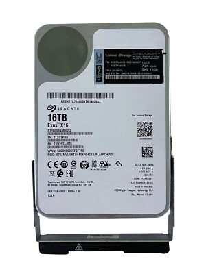 Lenovo Storage 02JH671 4XB7A64876 ST16000NM002G 16T SAS 7.2K 12G Hard Drive Disk