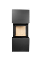 9 kW Panorama-Kaminofen Scandinavian 65 S schwarz 3-seitig -  NEU hochschiebbar