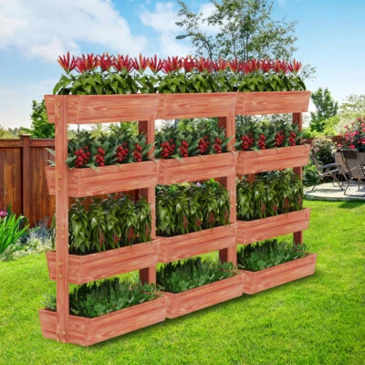 Wood 4-Tier Raised Garden Bed Large Elevated Planter Box Removable Container Box
