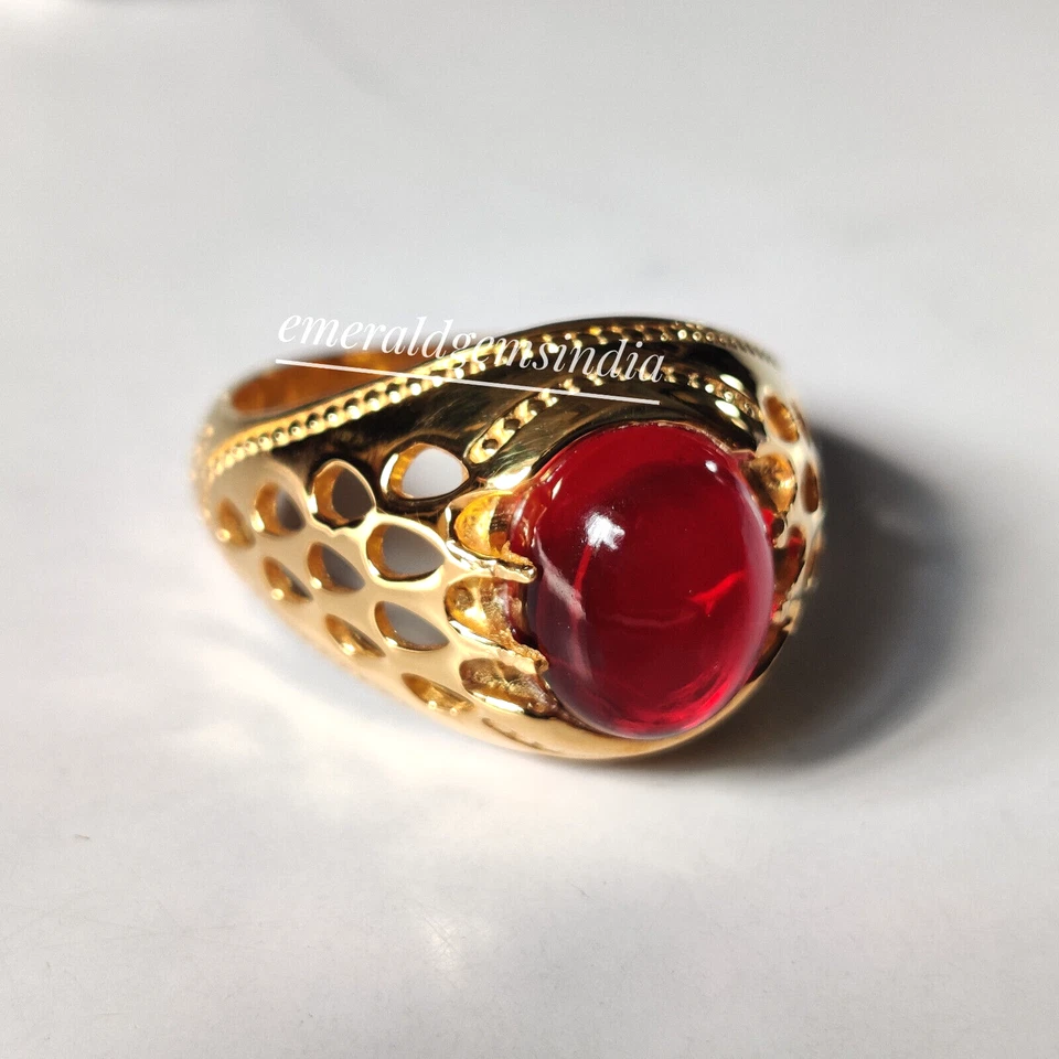 Anillo Rubí Natural Para Hombre Anillo Plata Esterlina 925 Anillo Hecho a Mano Anillo Regalo Para Él Foto 2 de 4