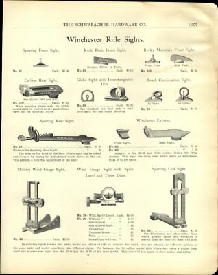 ca 1903 PAPER AD Winchester Rifle Sight Special Model 1890 1894 Wind Gauge 