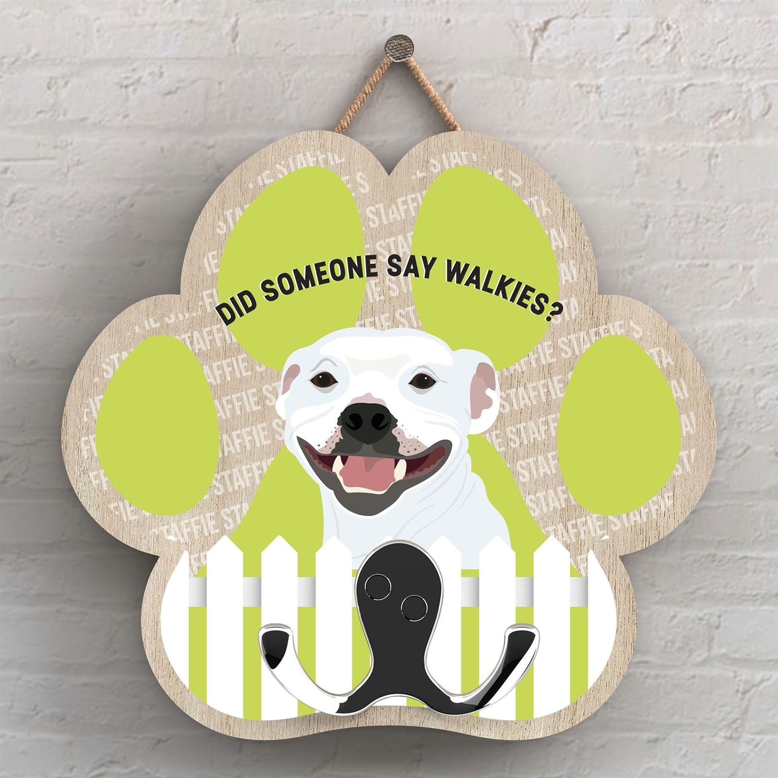 STAFFIE SPANIEL OF KATE PEARSON DOG BREED ILLUSTRATION PAWPRINT LEAD HOOK