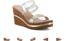 Onex Vanish Platinum Leather/Lucite Wedge Sandal Women's sizes 5-11/NEW  