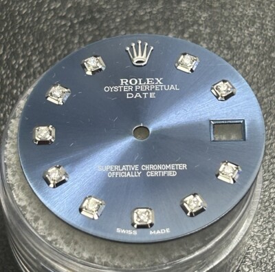 Rolex Date 34mm Watch Custom Blue Diamond Dial For 15234 15200 115200 115234