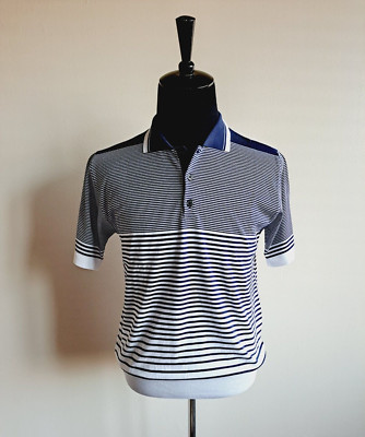 NEW Impulso Italian 100% Cotton Striped Blue Polo Shirt Size S