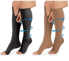 20-30 mmHg Medical Compression Socks, Open Toe ,Zippered Knee-High Stockings