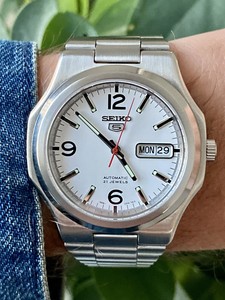 RARE SEIKO SNKK55 5 SEIKONAUT NAUTILUS DAYDATE 7S26 WHITE DIAL WATCH MOD  SNKK45 | eBay