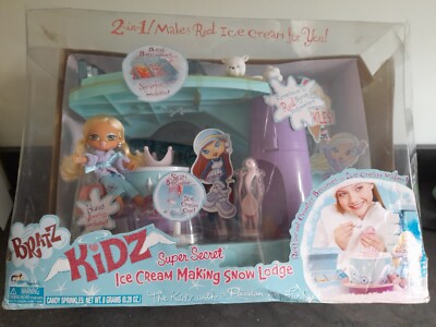 Seltene 2007 Bratz Kidz Super Secret Eisherstellung Snow Lodge mit Vinessa Puppe