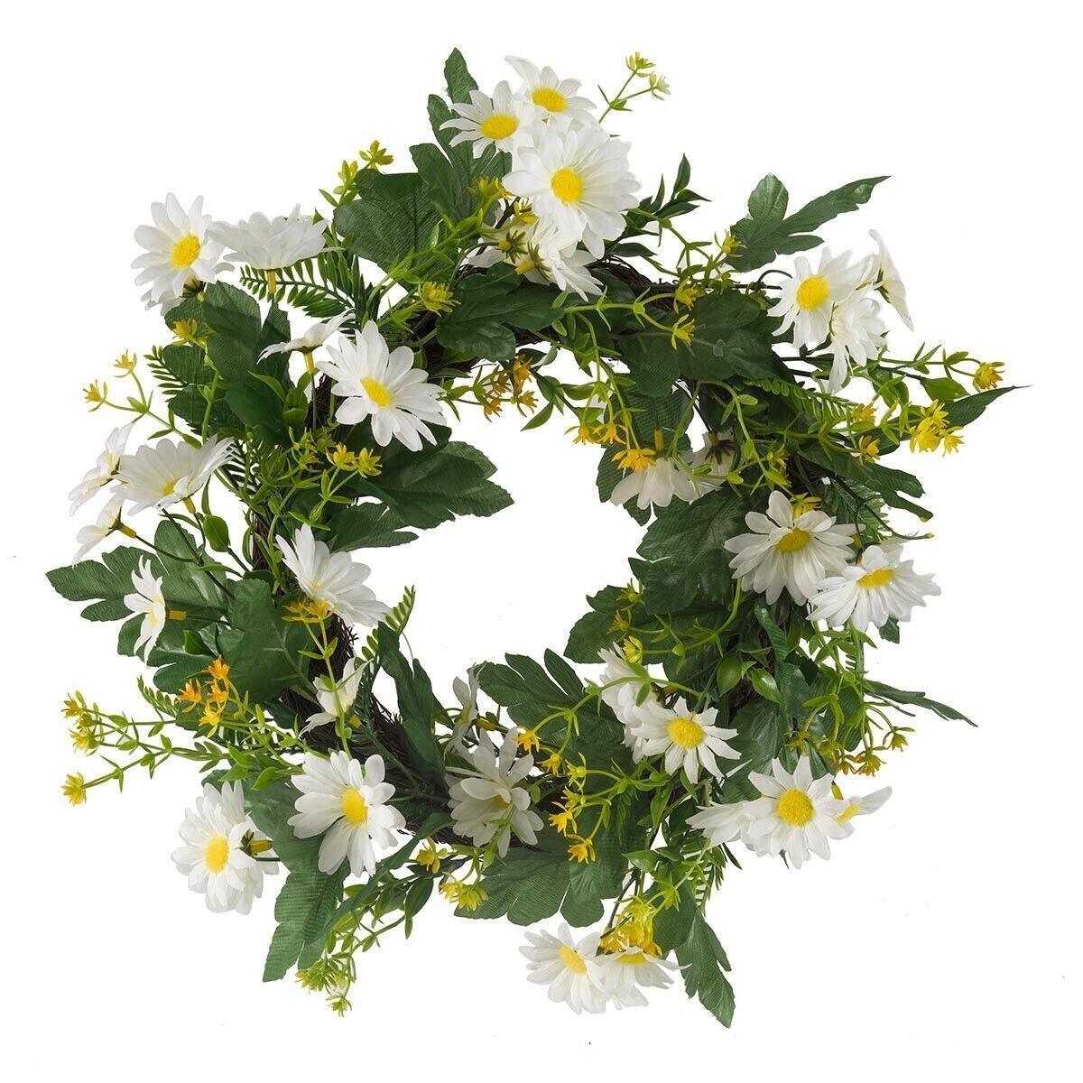 Artificial Flower Door Wreath Spring Daisy Whirl Hanging Home Garden Decor