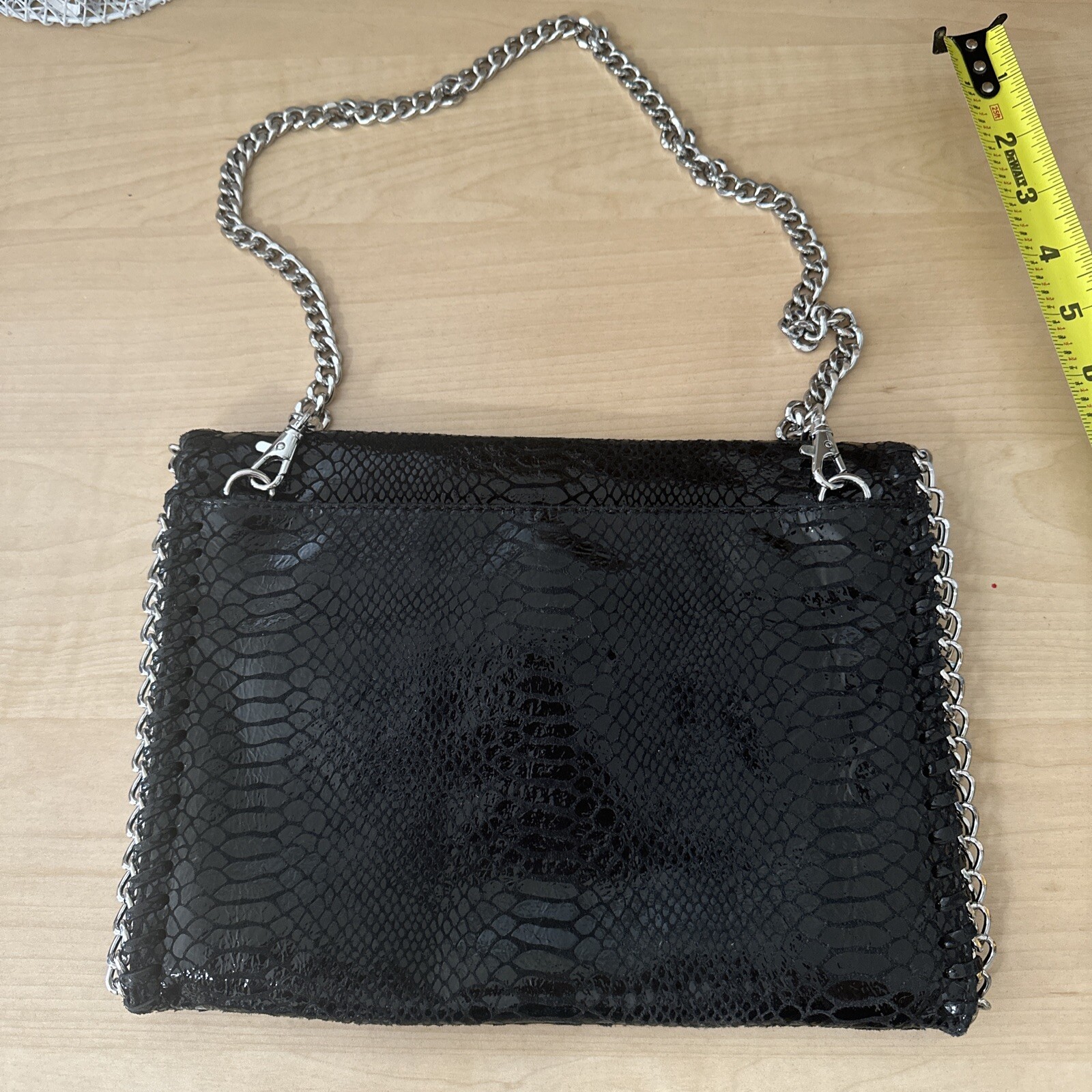 MICHAEL KORS CHELSEA BLACK PYTHON EMBOSSED CLUTCH… - image 4