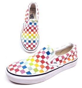 vans slip on rainbow chex skate shoe