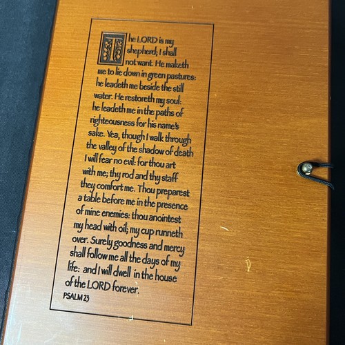 Penman Journal Leather Spine Wood Cover Gold Edge Pages Bible Psalm 23 RARE - Picture 2 of 13
