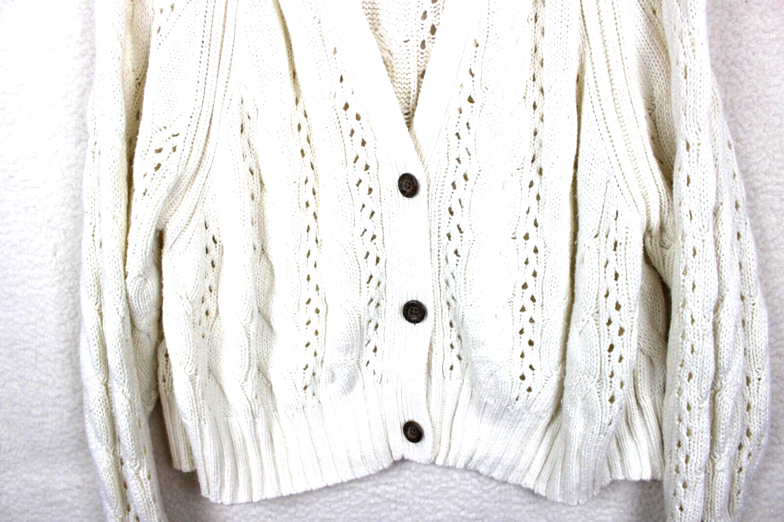 Universal Thread Cable Knit Open Weave Sweater Iv… - image 7