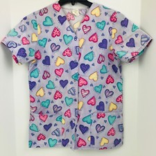 I Love You Size Small Purple With Hearst Snap Scrub Top Medical Nurse Veterinary