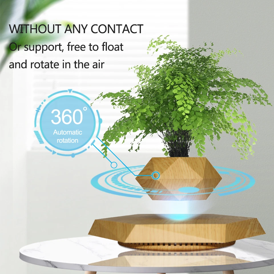 Magnetic Levitating Plant Pot Floating 360° Rotating Flowerpot Planter Decor AU - Image 4 of 4