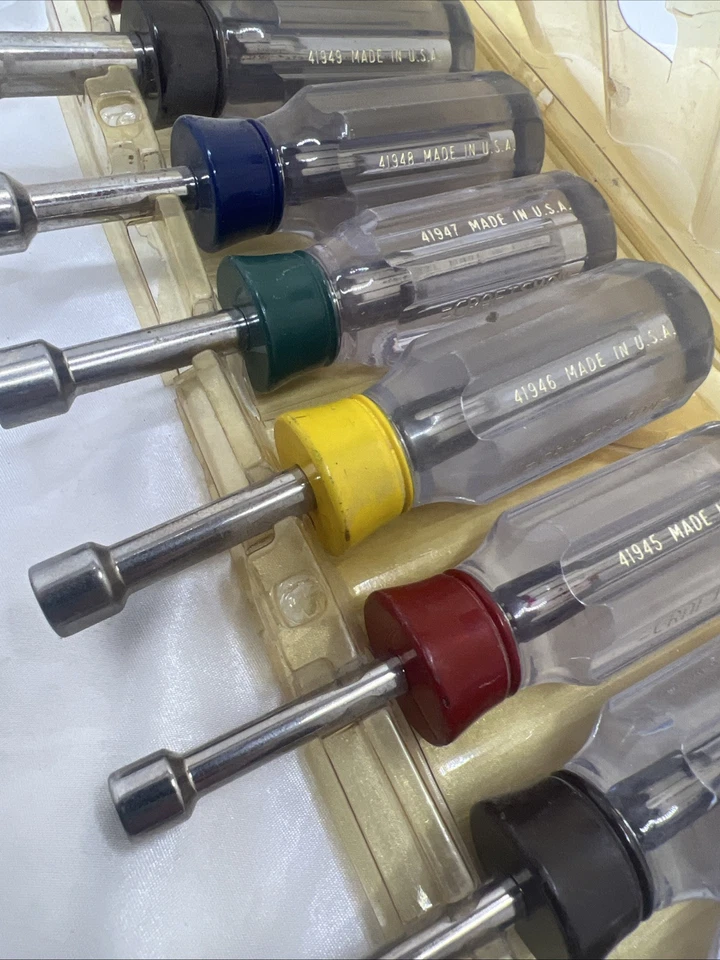 Vintage CRAFTSMAN 8 pc. SAE STUBBY NUT DRIVER SET 41988 Made in USA 1/2-3/16 H - Image 3 of 4