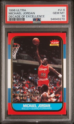 1996 Fleer Michael Jordan Decade of Excellence Rookie Ultra #U-4 PSA 10 GEM MINT