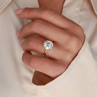 2.00CT Round Cut Natural Diamond Solitaire Ring 14k Yellow Gold Women's Gift