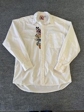 Vintage Disney Mickey Inc Shirt Mens Medium White Embroidered Button Down 90s