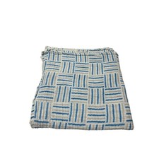 Aden Anais Muslin Swaddle Baby Blanket Gray Blue Square Stripe Basket Weave
