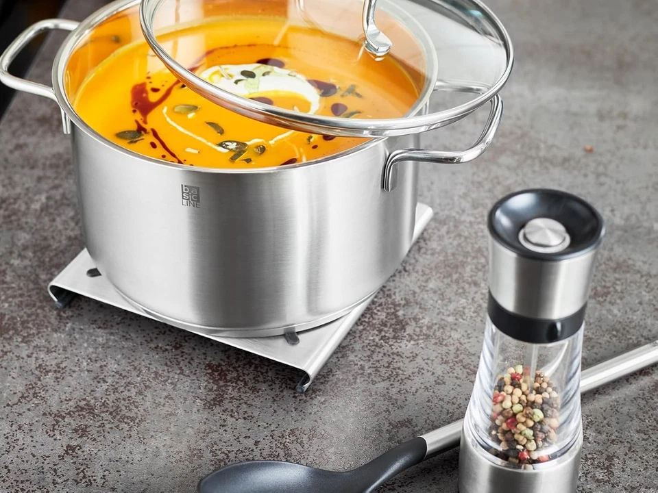 Topfuntersetzer Sottopentola, Acciaio Inox 18/10, Argento, 17,5 X 17 X 1,9 Cm - Immagine 2 di 4