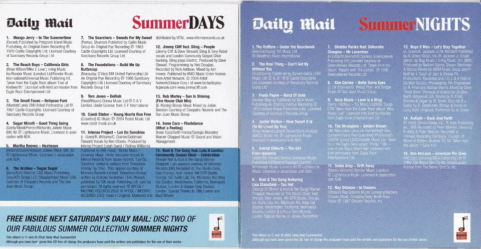 SUMMER DAYS SUMMER NIGHTS ( DAILY MAIL Newspaper 2 CD Set ) - Bild 3 von 3