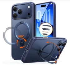 TORRAS Q3 Spin for iPhone 17 Pro Case, Patented 360 Magnetic Stand, Deep Blue