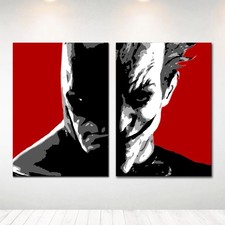 Set 2 Quadri Batman e Joker Dipinto a Mano 2 Tele 50x70 Arredo Moderno
