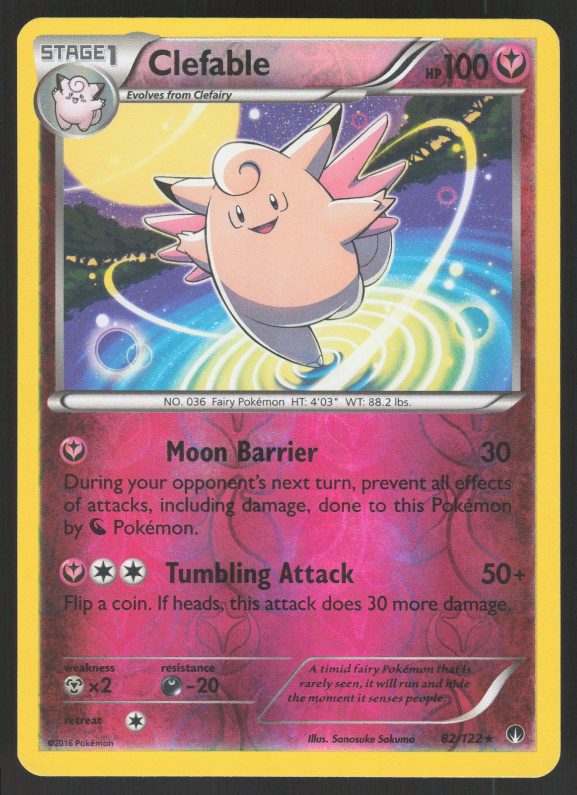 Clefable 82/122 Reverse Holo Rare Pokemon TCG XY BREAKpoint LP