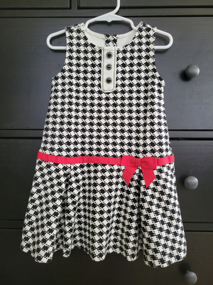 Gymboree Olivia Collection Girls Black White Red Houndstooth Dress 3T Excellent