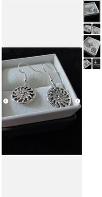 #ad Sterling Silver 925 Burning Sun Hand Casted Crafted Artisan Earrings $25.00