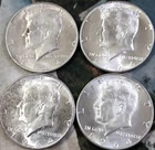 1964 Kennedy Half Dollars - 4 ea - 90% Silver - About Uncirculated - AU