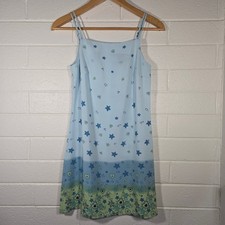 Vtg Y2K Floral Ombre Mini Dress 7 Medium Kidcore Bright Fun Colorful Whimsy Art