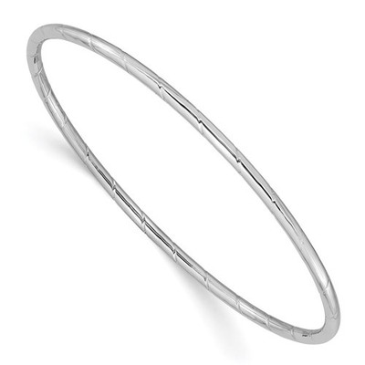 14 Karat Weißgold poliert gerillt 2,50 mm Slip-On Rund Armreif Armband
