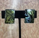 Vintage Costume/Estate Gold Tone Abalone Shell Boxy Clip-on Earrings Jewelry