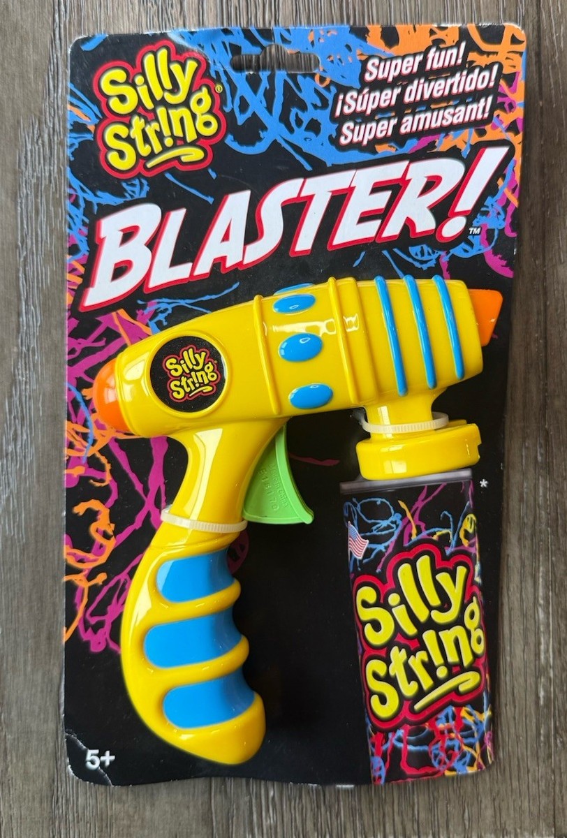 Original Official Silly String Gun Yellow Vtg Blue Blaster Brand