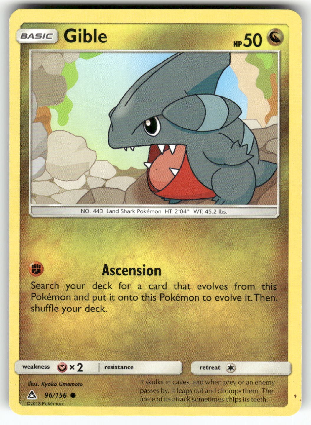 Gible (96) SM - Ultra Prism Common Pokemon Lightly played