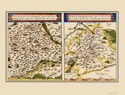 Historic Map - Bavaria Baden Wurttemberg Regions Germany - Ortelius 1570