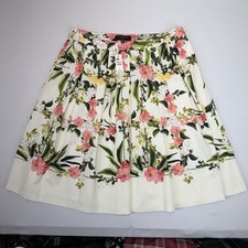 Talbots Women s Sz 10P Cream Floral A Line Pleated Skirt NWT