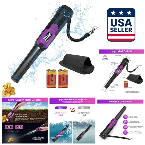 High Sensitivity 360° Pinpointer - LCD & LED, Waterproof for Treasure ...